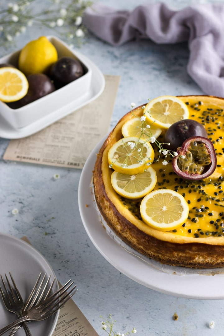 Lemon passion fruit cheesecake 45 degrees