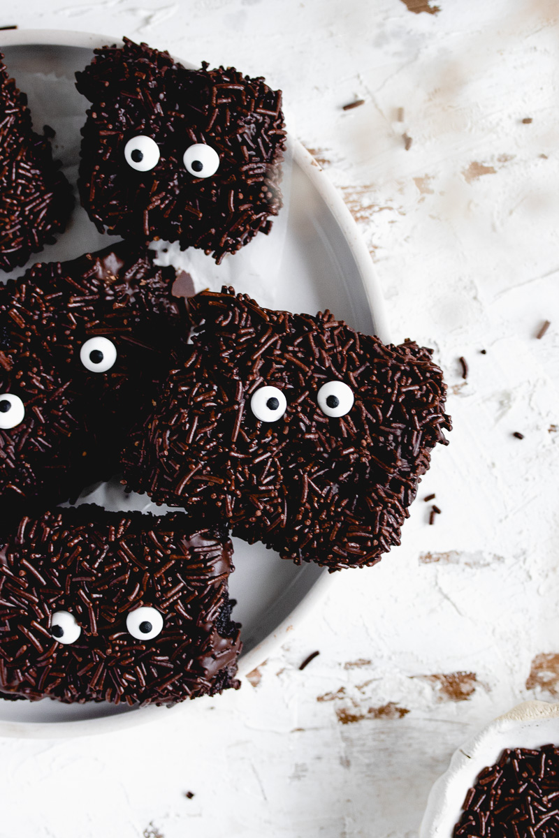 Cute Chocolate Halloween Monster Brownies