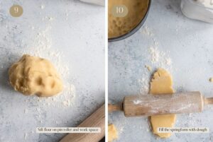 Instruction photos rolling dough with rolling pin