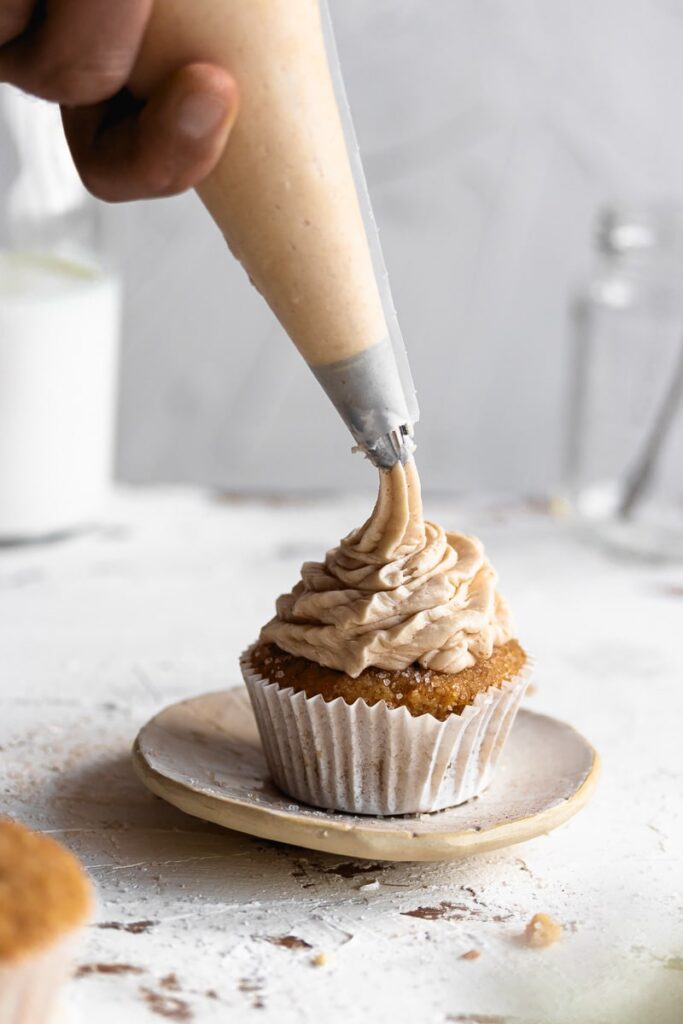 Churros cupcake with cinnamon buttercream frosting
